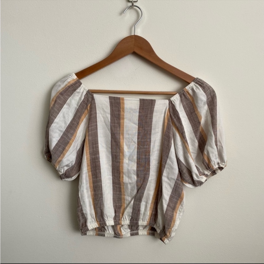 Show Me Your MuMu Striped Crop Top - Brown, Cream, Orange - Picture 4 of 8